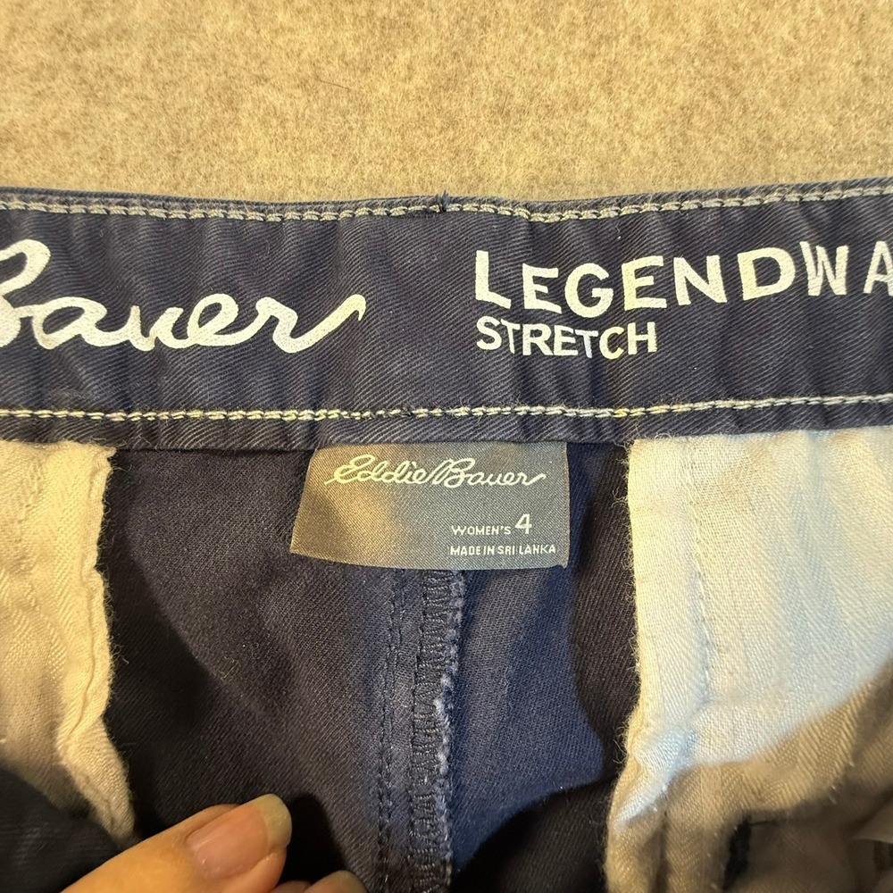 Eddie Bauer Legendwash Stretch Navy Blue Chino Shorts Womens Size 4 Solid Casual - Picture 4 of 6
